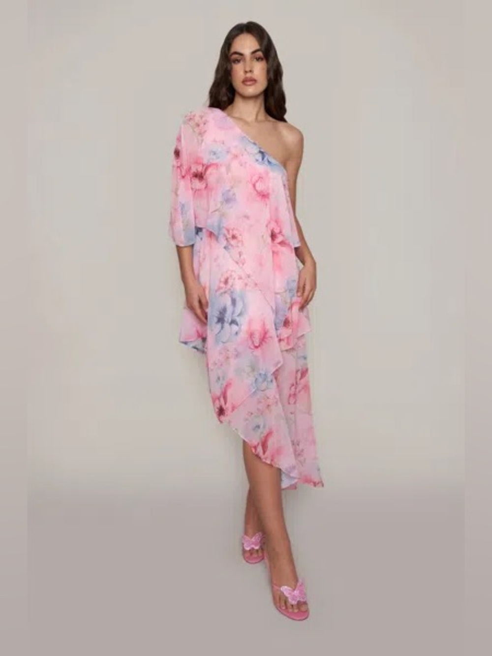 Guizo Ayla Dress- pink one shoulder dress